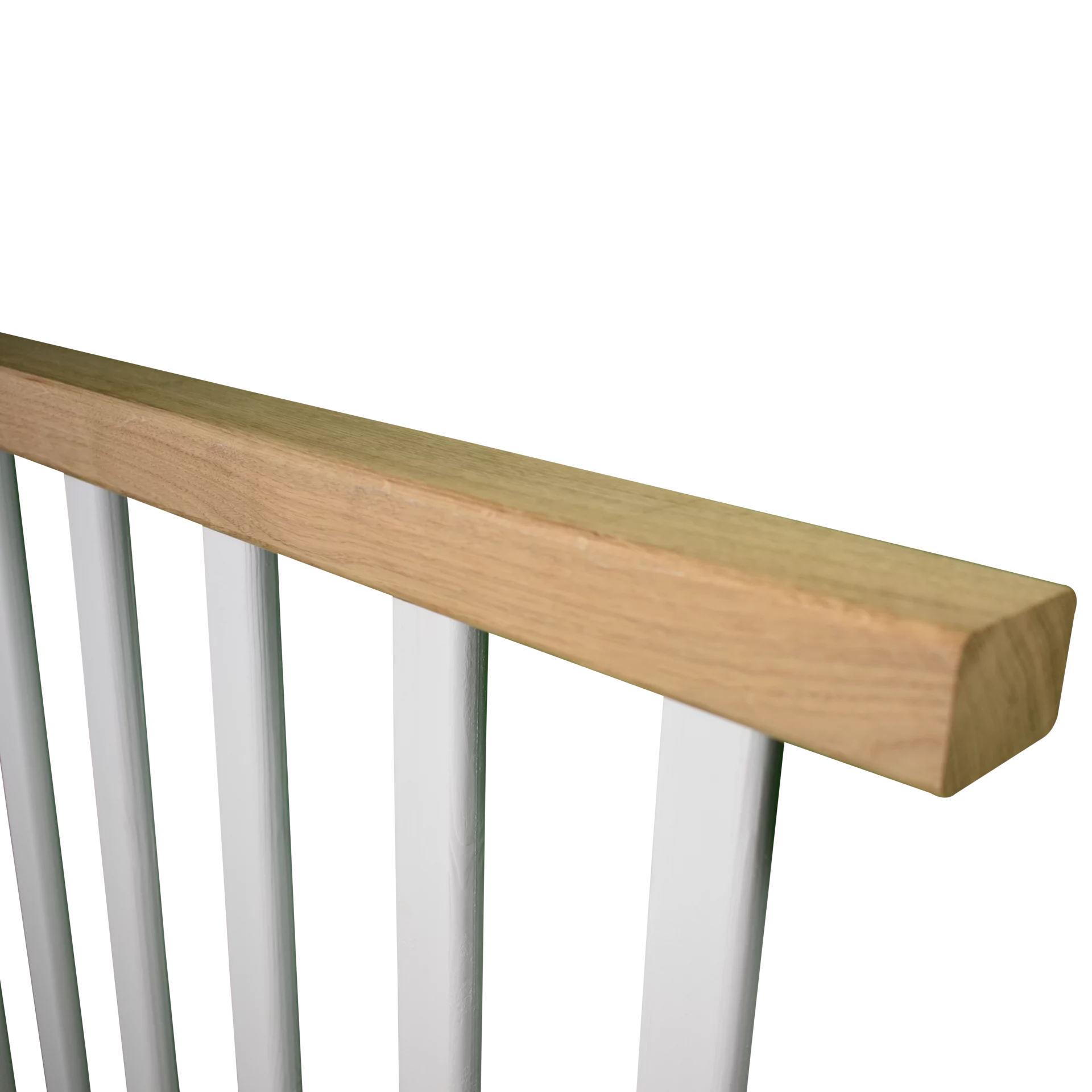 Witte grenen balustrade met eiken bovenregel
