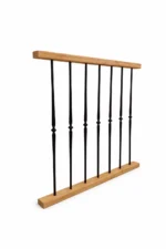 Eiken balustrade met smeedijzeren sierspijlen - Afbeelding 2